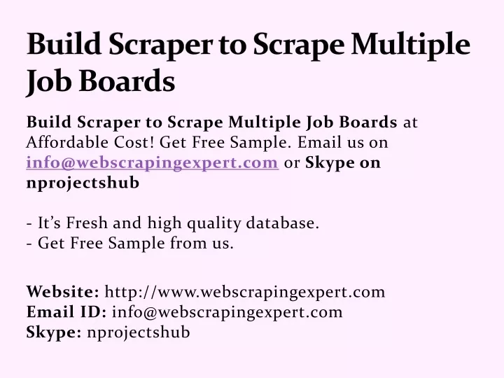 build scraper to scrape multiple job boards