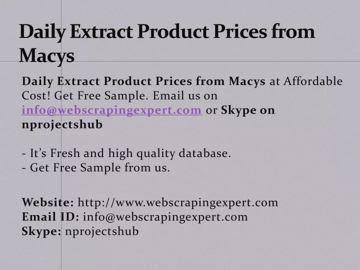 daily extract product prices from macys