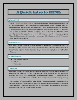 A Quick Intro To HTML in Code Franchising