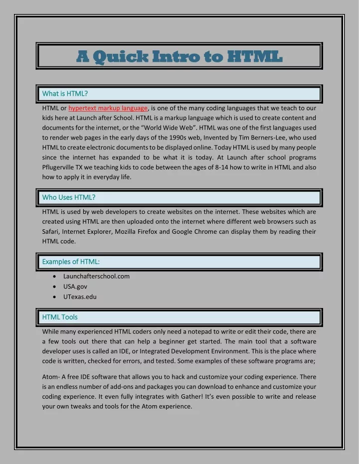 a quick intro to html a quick intro to html
