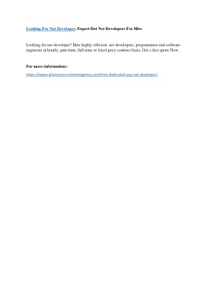 looking for net developer expert