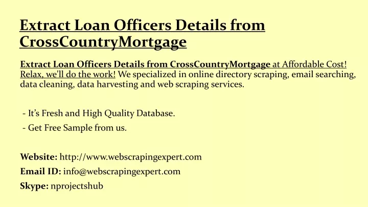 extract loan officers details from crosscountrymortgage