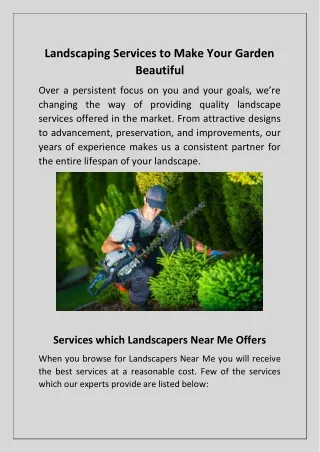 Landscaping Services to Make Your Home Garden Beautiful