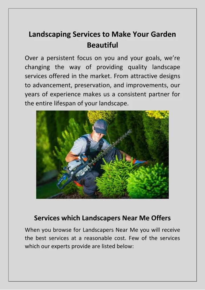landscaping services to make your garden beautiful