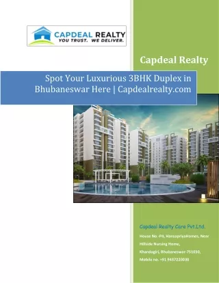 Why go for the best property agent in BBSR by Capdeal Realty Care?