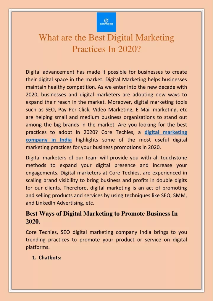 what are the best digital marketing practices
