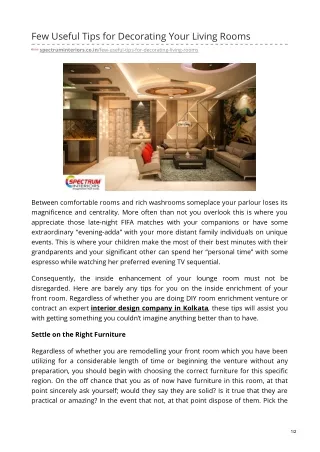 few useful tips for decorating your living rooms