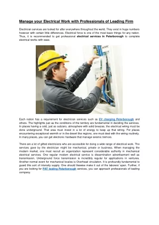 Manage your Electrical Work with Professionals of Leading Firm