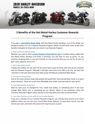 5 Benefits of the Hot Metal Harley Customer Rewards Program
