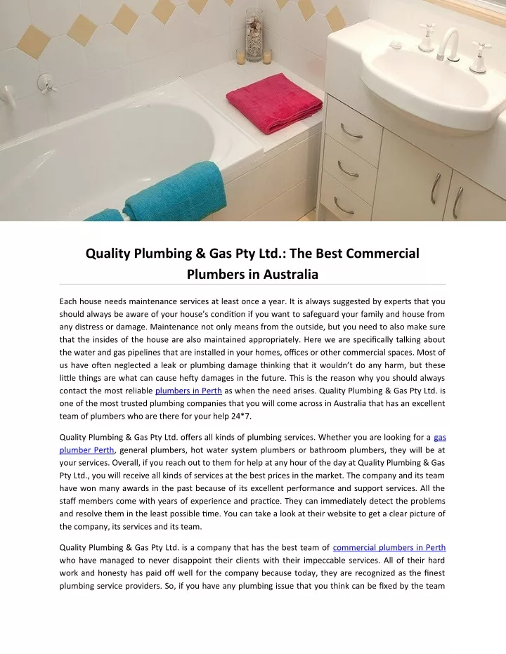 quality plumbing gas pty ltd the best commercial
