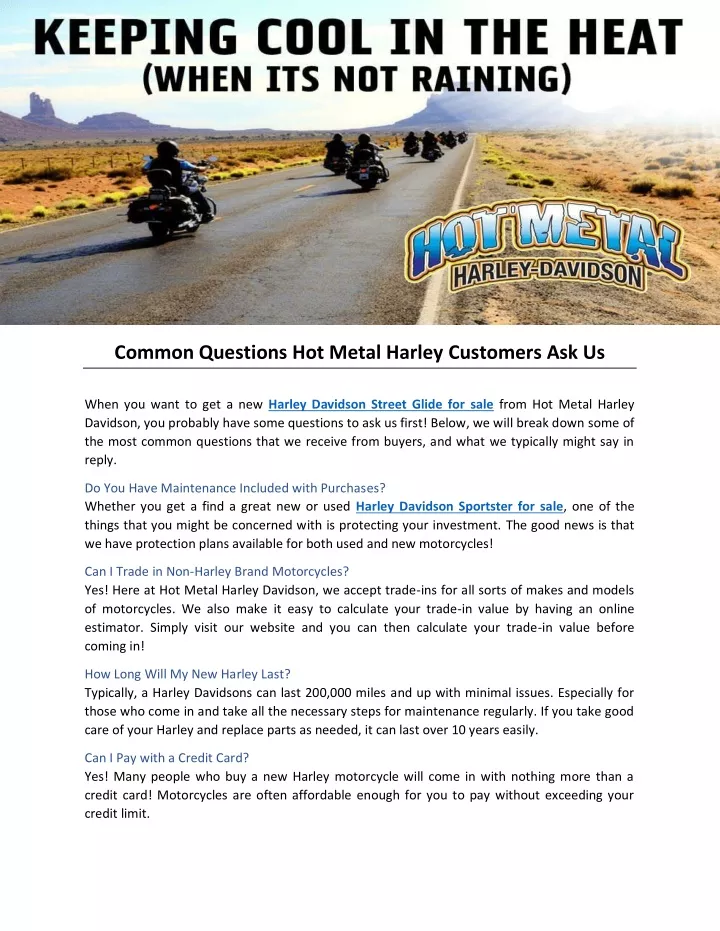 common questions hot metal harley customers ask us