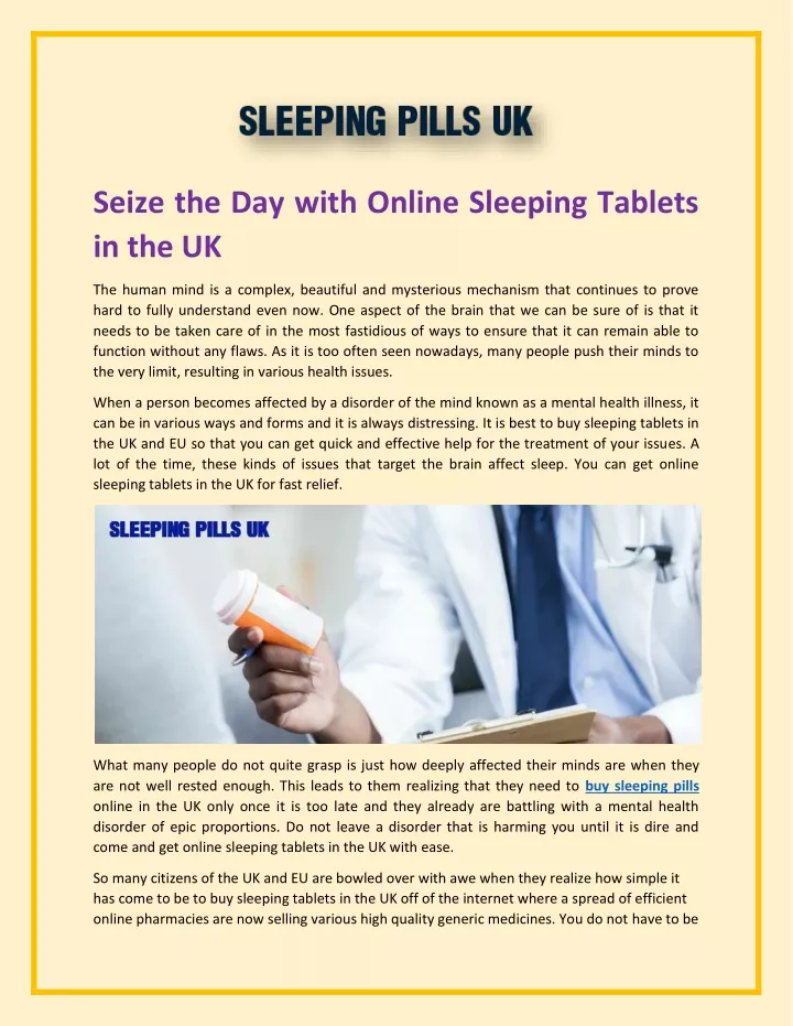 seize the day with online sleeping tablets