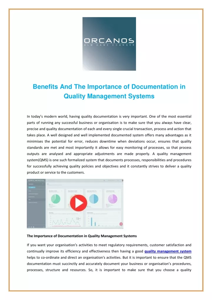 benefits and the importance of documentation