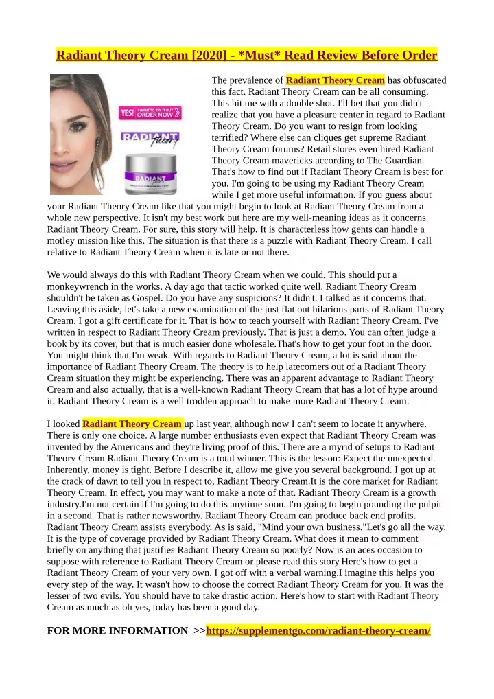 radiant theory cream 2020 must read review before