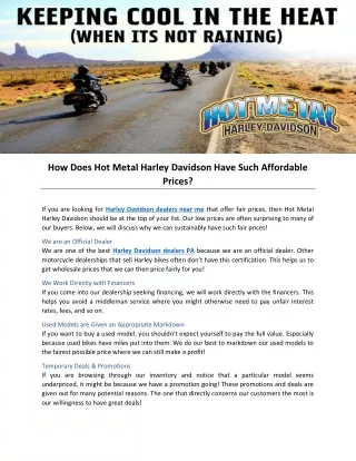 How Does Hot Metal Harley Davidson Have Such Affordable Prices?