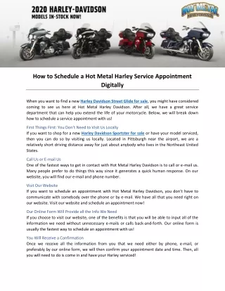 How to Schedule a Hot Metal Harley Service Appointment Digitally