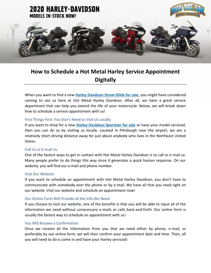 how to schedule a hot metal harley service