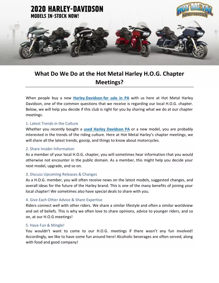 what do we do at the hot metal harley