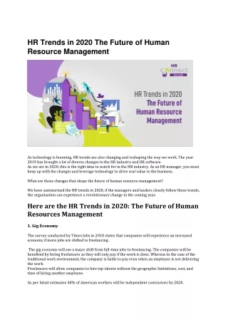 HR Trends in 2020 The Future of Human Resource Management