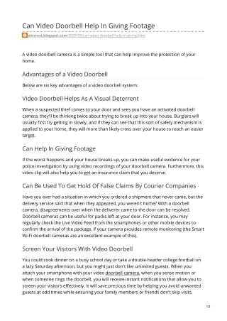 can video doorbell help in giving footage