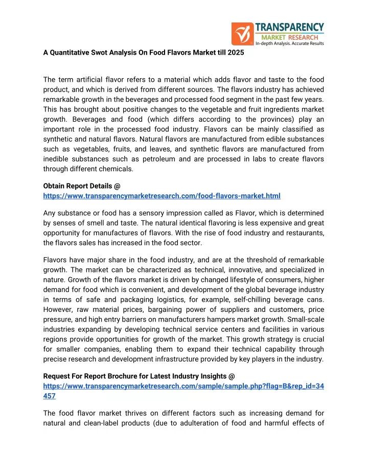 a quantitative swot analysis on food flavors