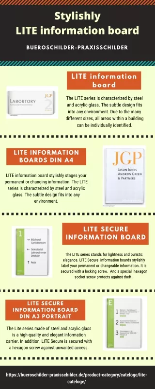 Stylishly LITE information board|Bueroschilder-Praxisschilder