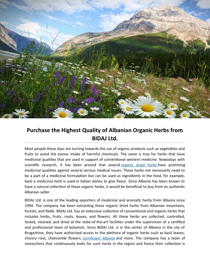 purchase the highest quality of albanian organic