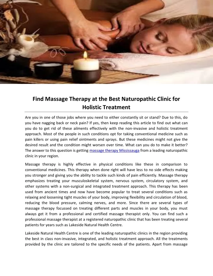 find massage therapy at the best naturopathic