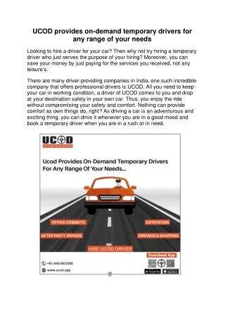 UCOD provides on-demand temporary drivers for any range of your needs
