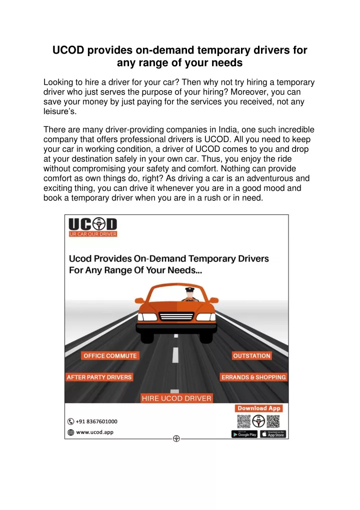 ucod provides on demand temporary drivers