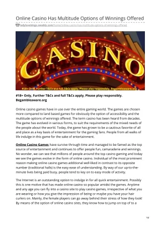 online casino has multitude options of winnings