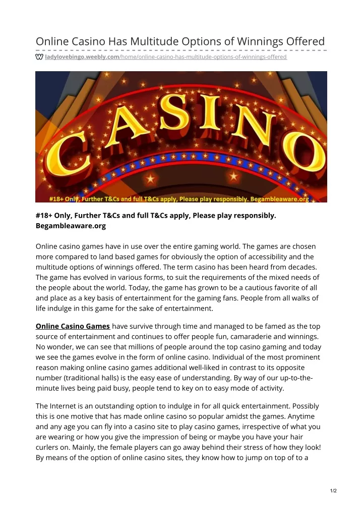 online casino has multitude options of winnings