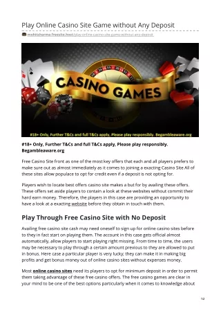 play online casino site game without any deposit