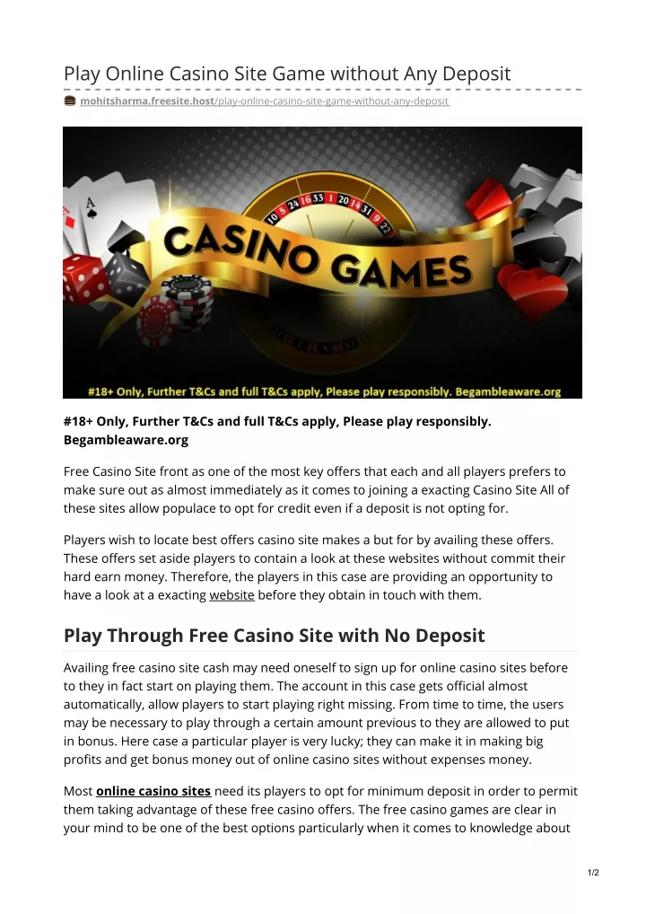play online casino site game without any deposit