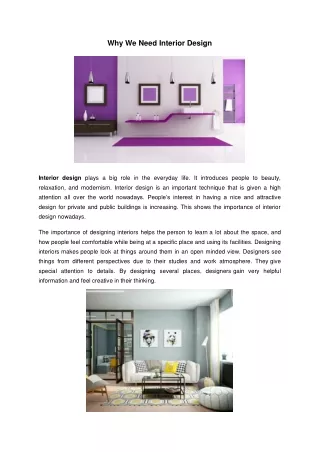 why we need interior design