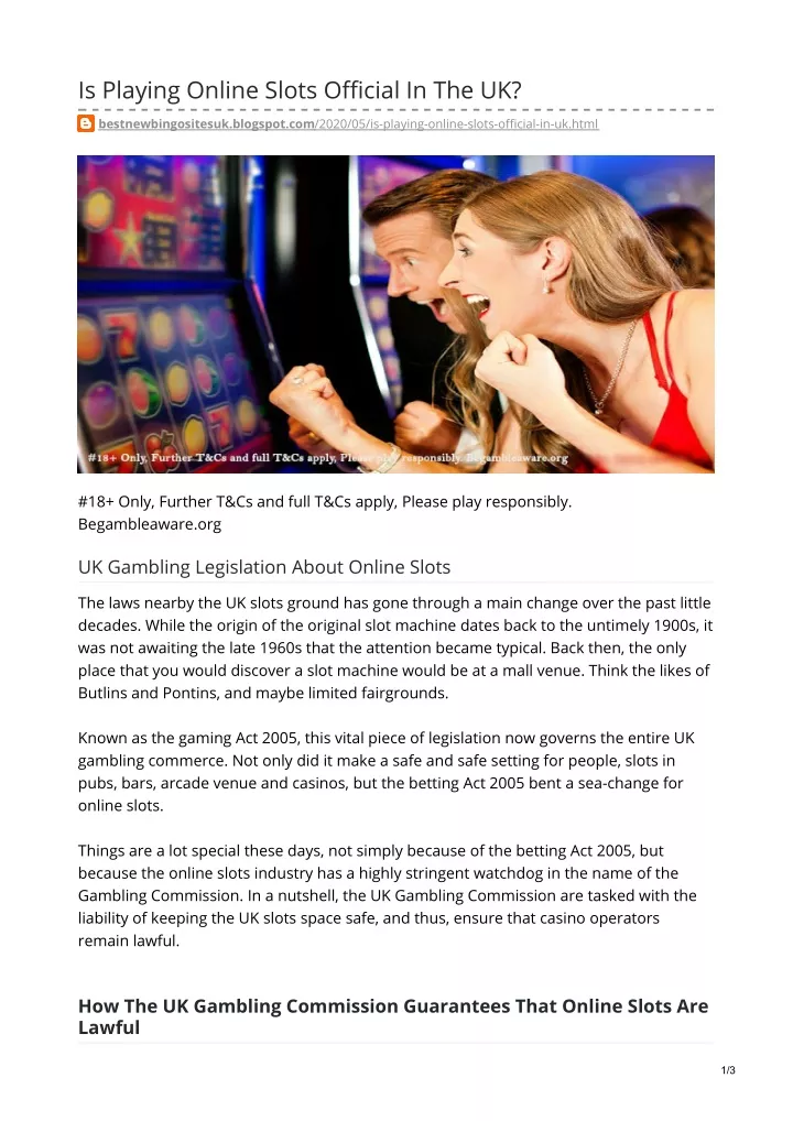 is playing online slots official in the uk