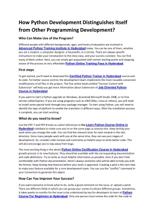 How Python Development Distinguishes Itself from Other Programming Development?