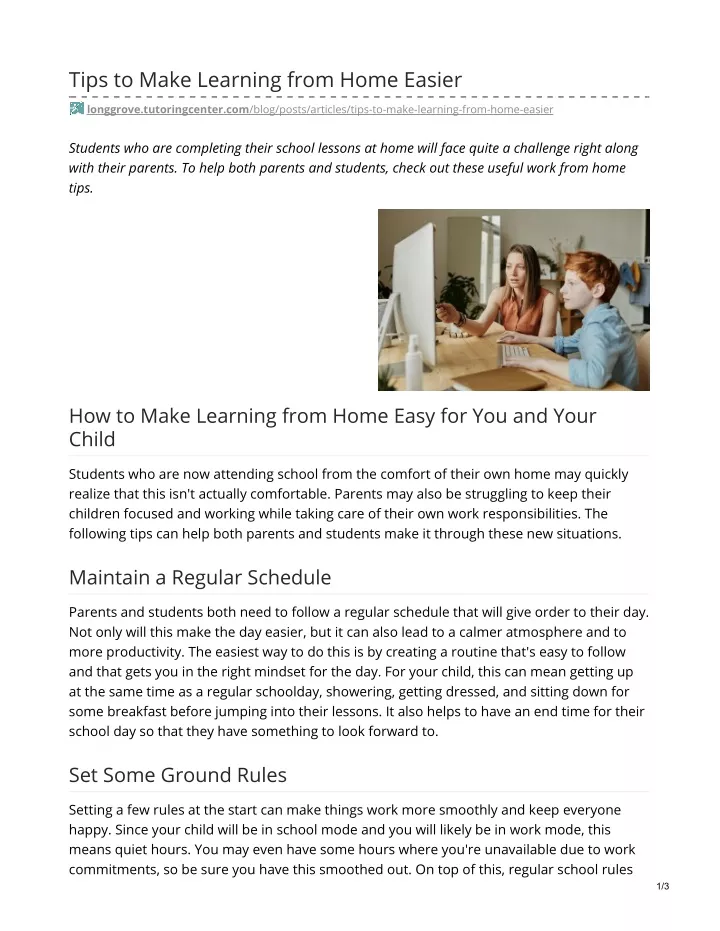 tips to make learning from home easier