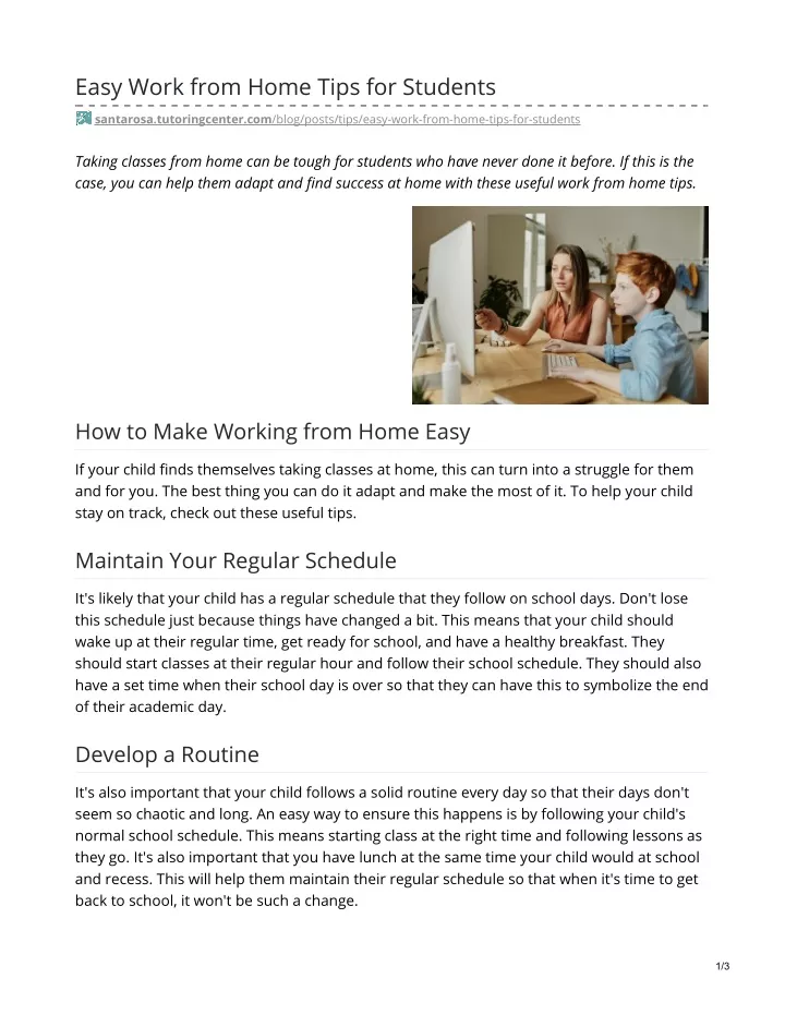 easy work from home tips for students