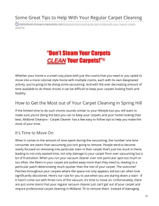 Some Great Tips to Help With Your Regular Carpet Cleaning