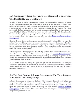 get alpha anywhere software development done from