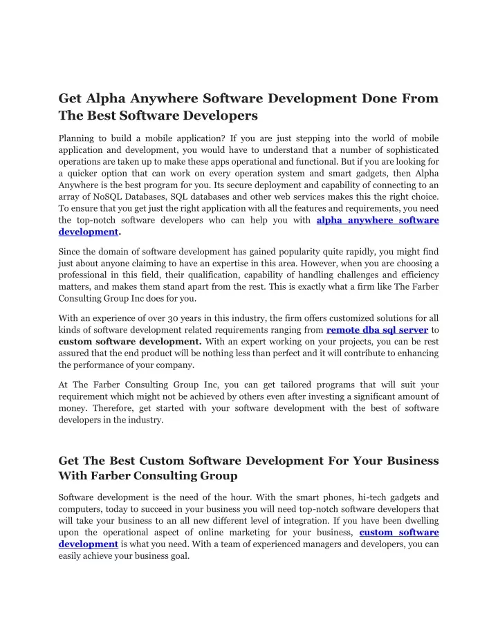 get alpha anywhere software development done from