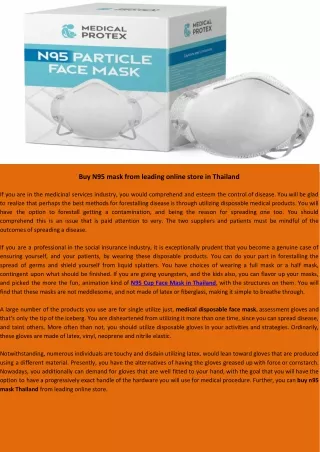 N95 Cup Face Mask in Thailand