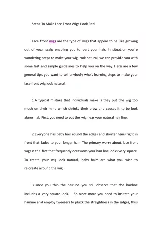 steps to make lace front wigs look real