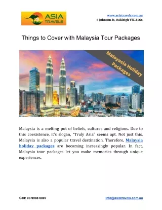 Things to Cover with Malaysia Tour Packages