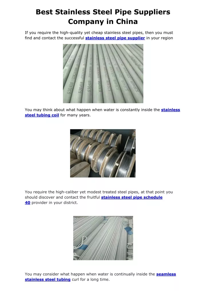 best stainless steel pipe suppliers company