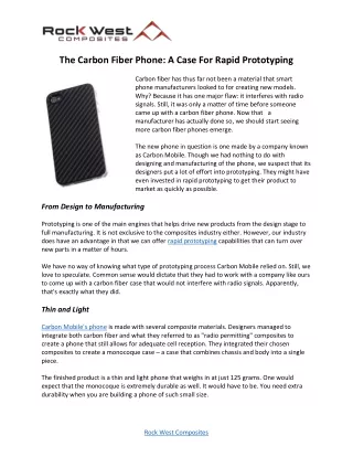 The Carbon Fiber Phone: A Case For Rapid Prototyping
