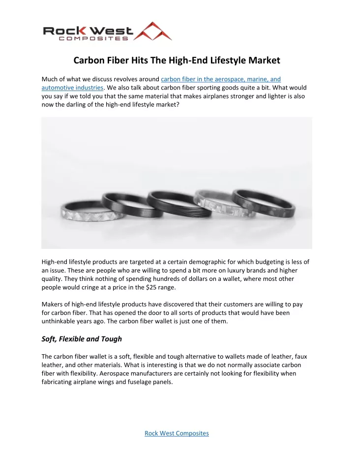 carbon fiber hits the high end lifestyle market