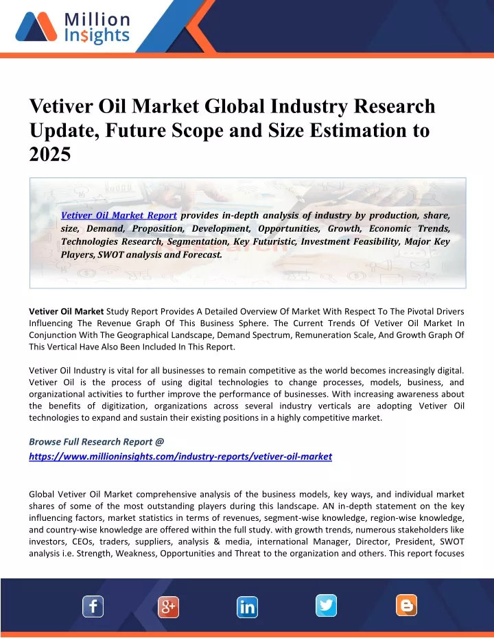 vetiver oil market global industry research