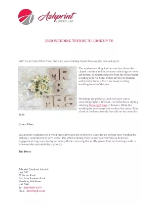 2020 Wedding Trends To Look Up To